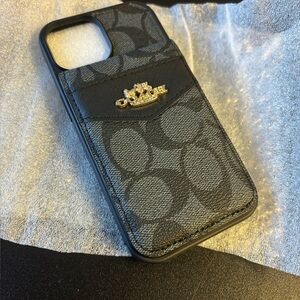 Coach Signature Black iPhone 15 Case